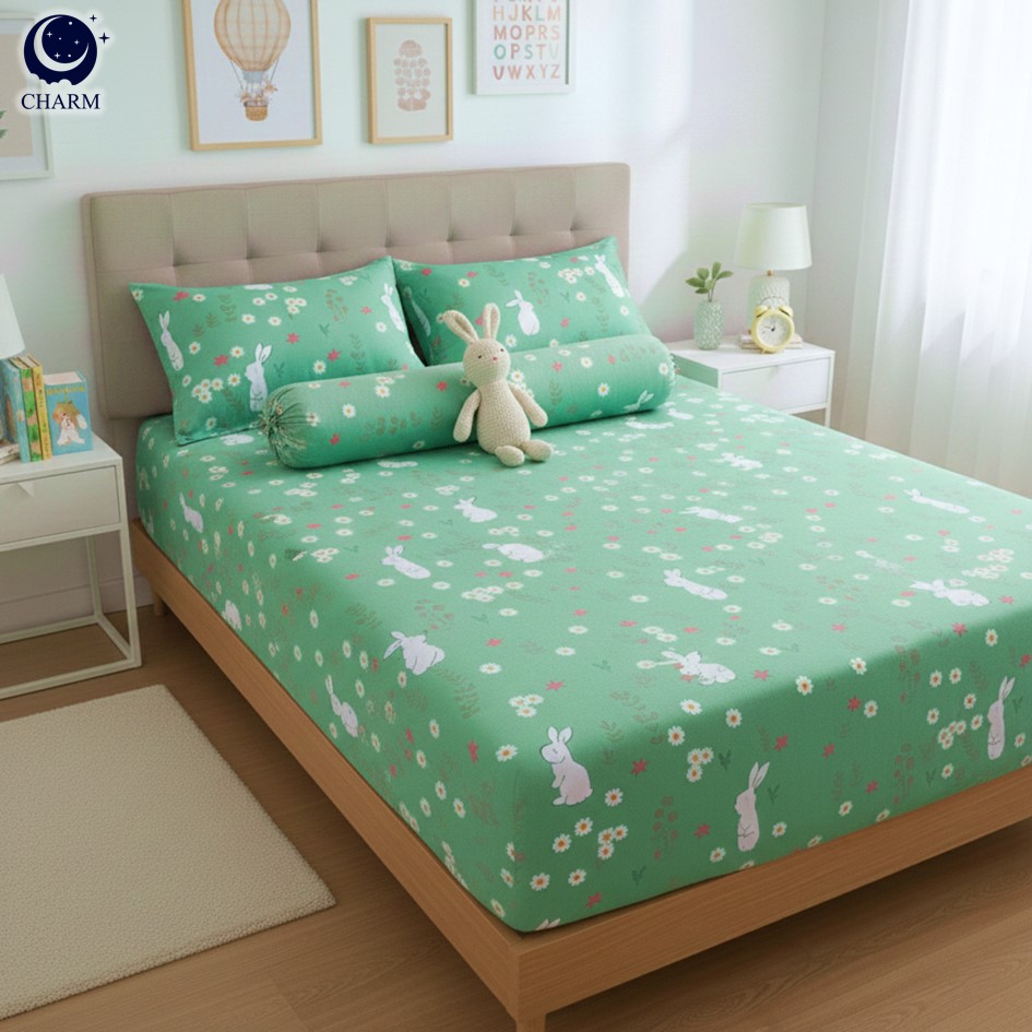 ชุดผ้าปูที่นอน 3.5 ฟุต 3 ชิ้น CHARM สี COZY RABBIT คอลเลคชั่น DREAMY (ไม่รวมผ้านวม)_1